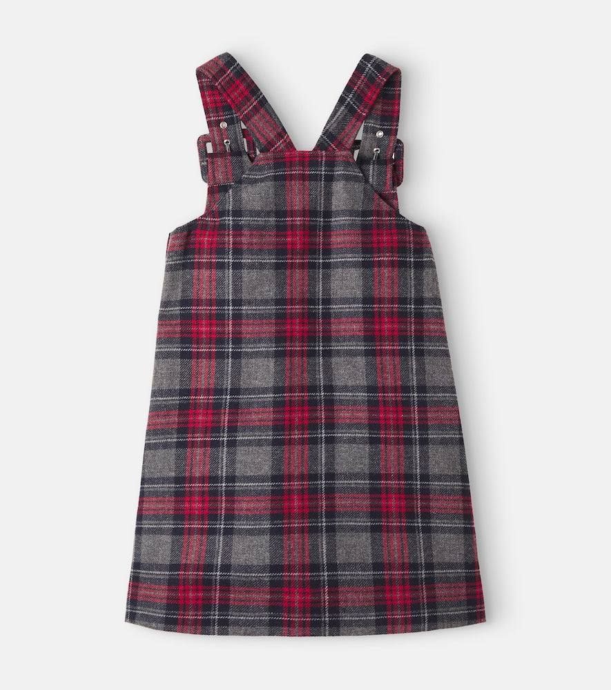 DG floral-appliqué tartan dress