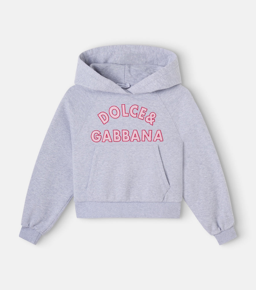 Embroidered logo cotton hoodie