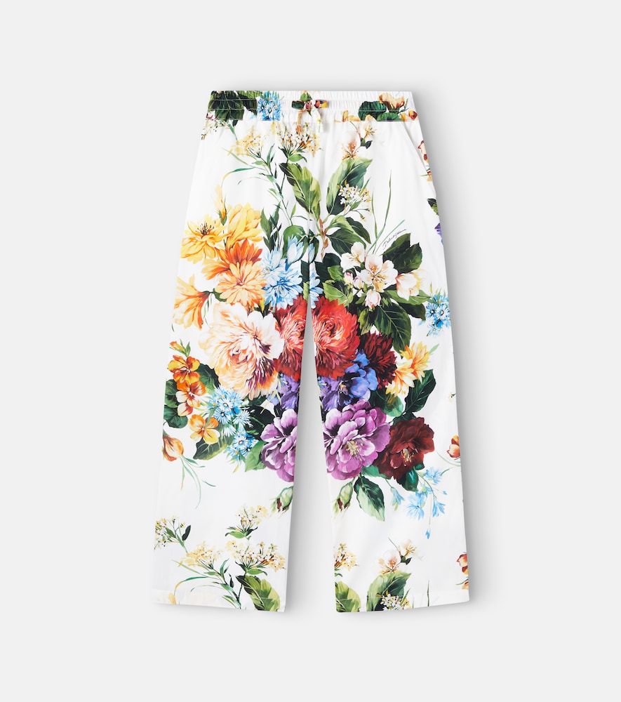 Floral cotton poplin palazzo pants