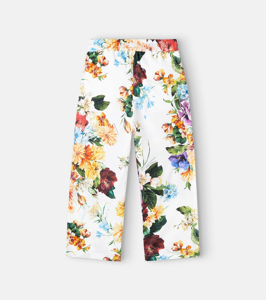 Floral cotton poplin palazzo pants