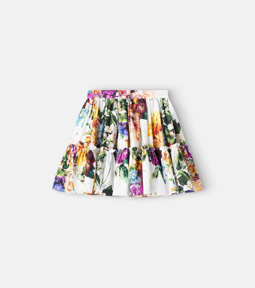 Floral cotton poplin skirt