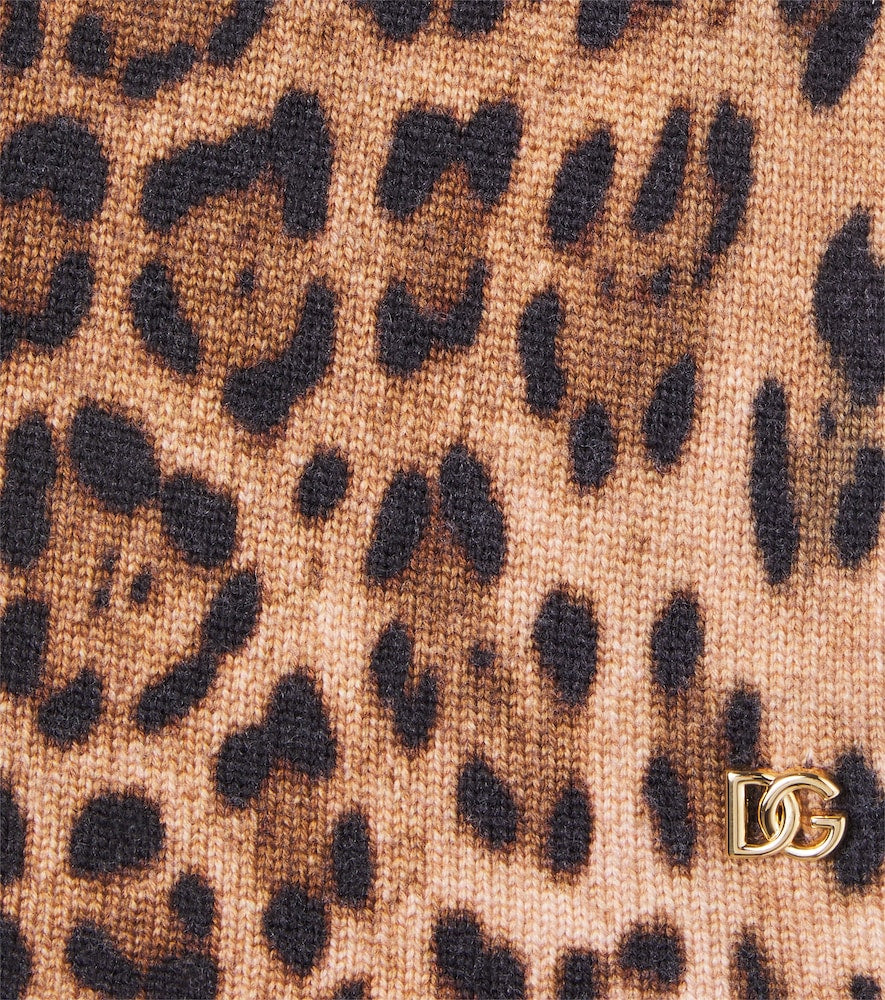 Leopard-print virgin wool skirt
