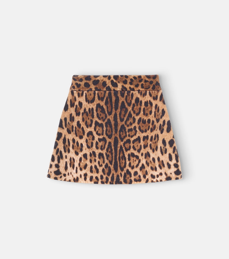 Leopard-print virgin wool skirt