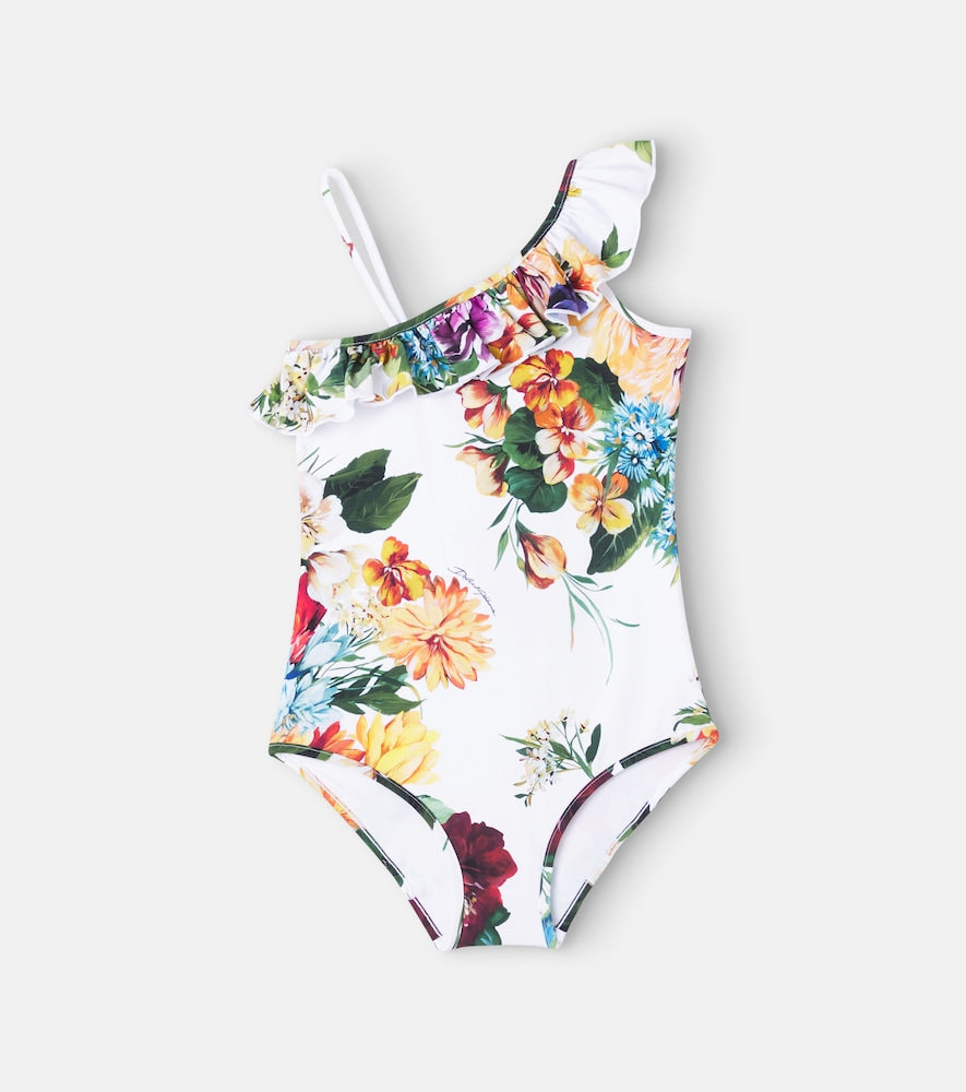 Fiori printed ruffled swimsuit