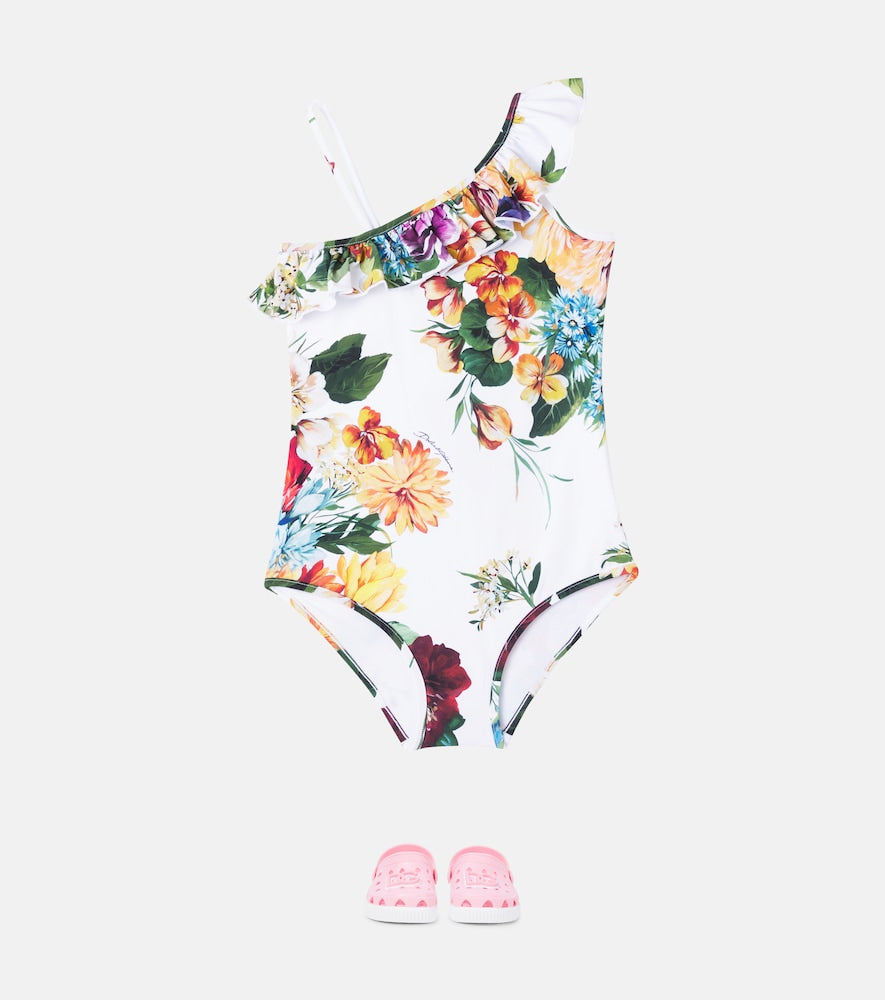 Fiori printed ruffled swimsuit