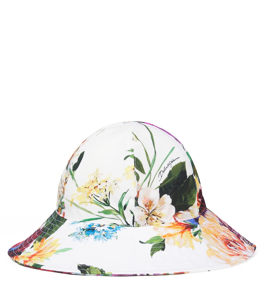 Floral cotton poplin bucket hat