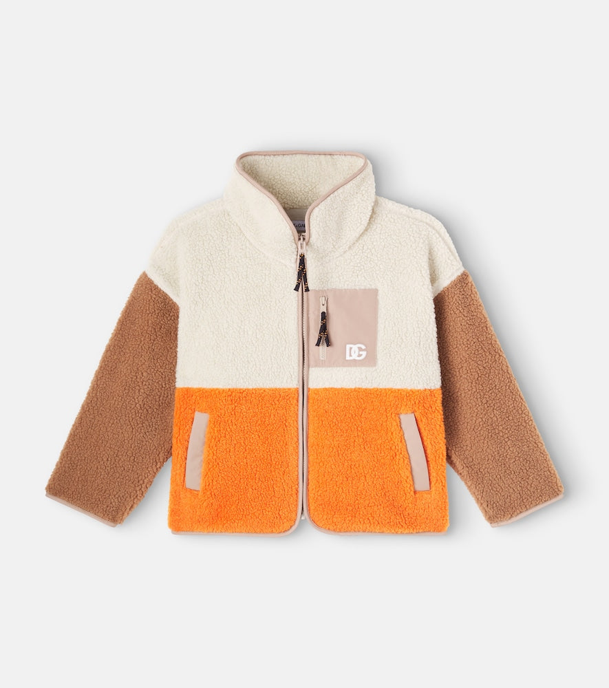 Colorblocked logo teddy jacket