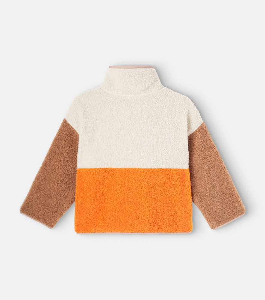 Colorblocked logo teddy jacket