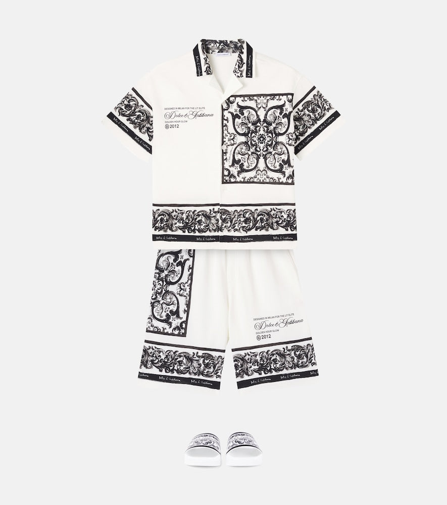 Majolica logo cotton piqué Bermuda shorts