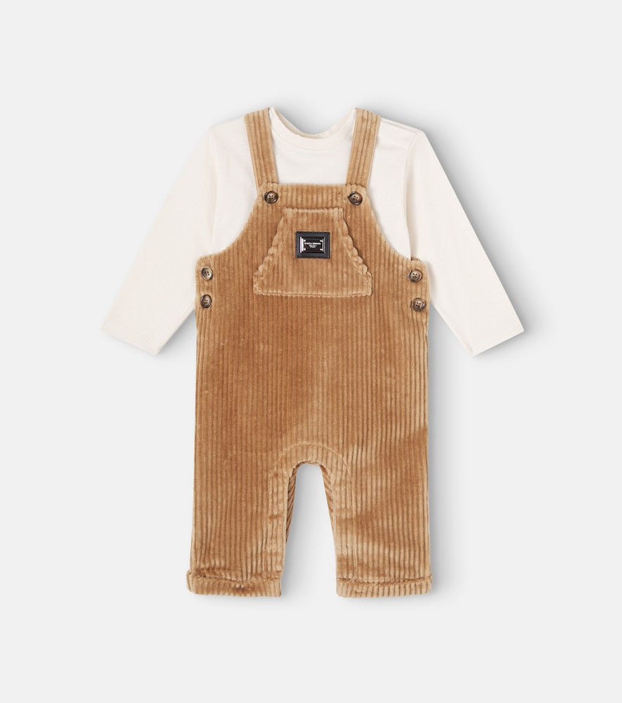 Baby cotton T-shirt and overalls set