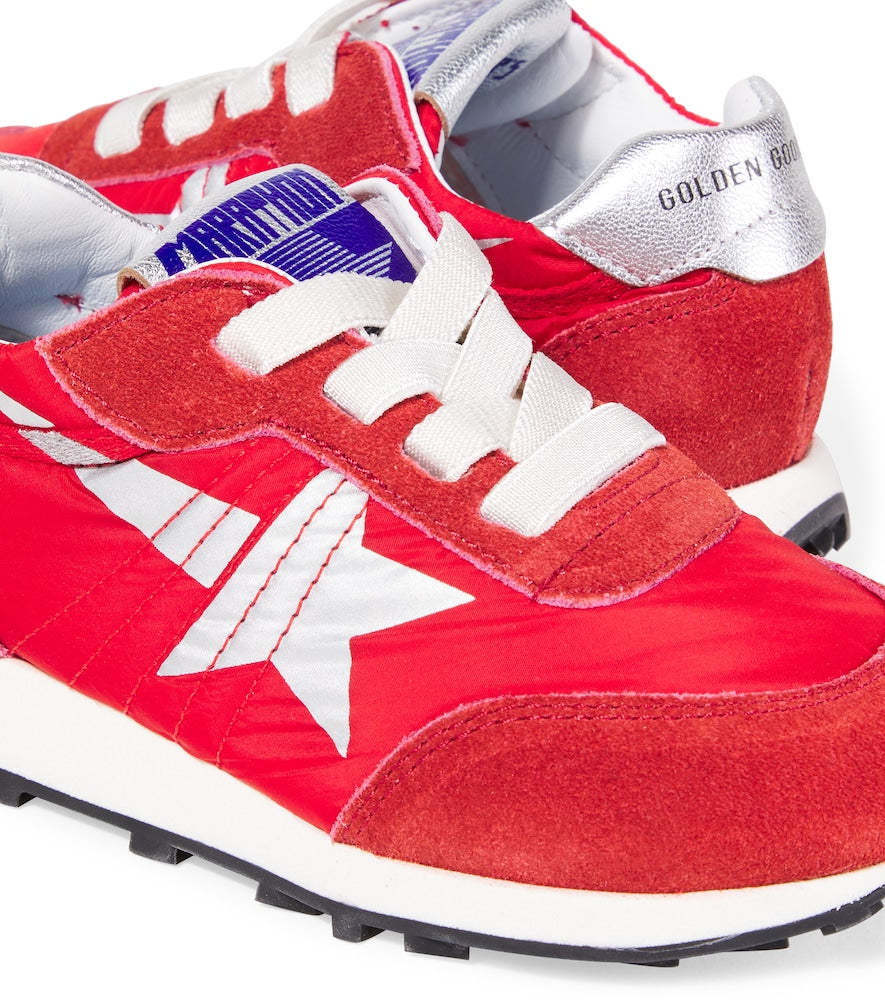 Running Marathon suede-trimmed sneakers