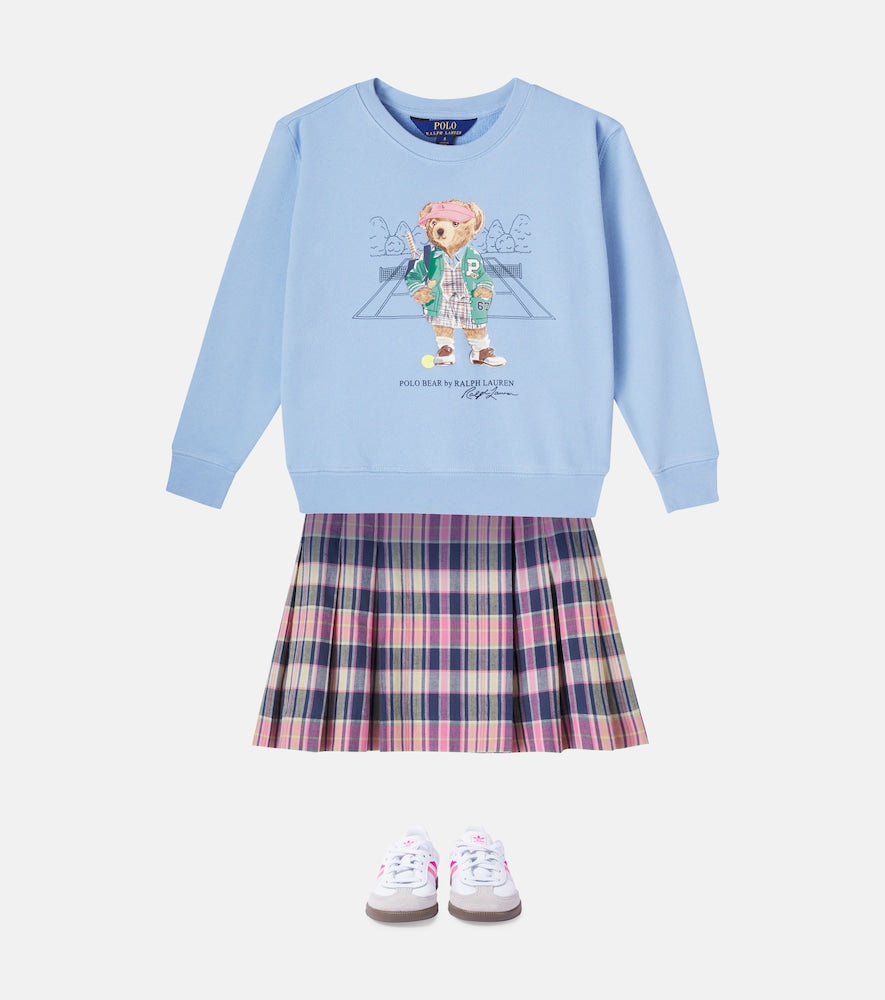 Plaid pleated cotton skirt