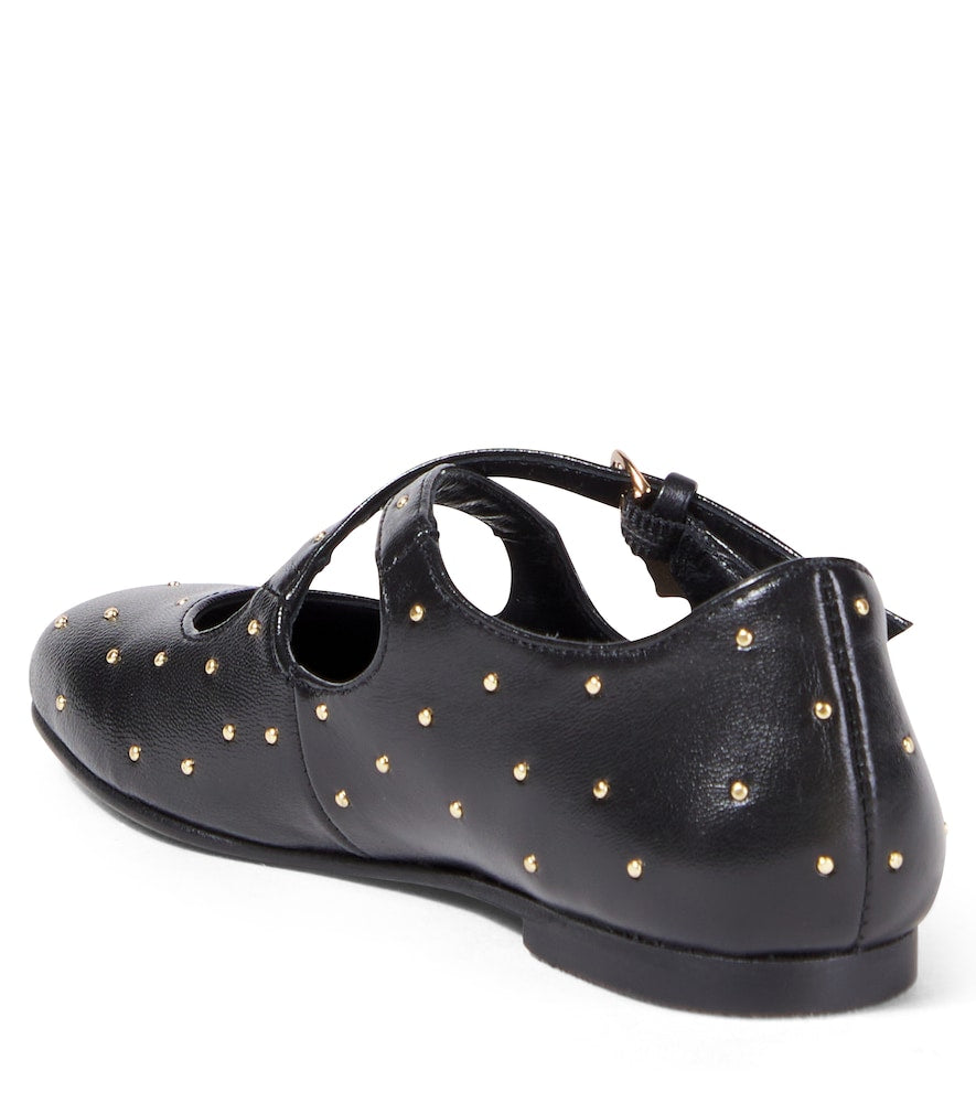Medusa studded leather Mary Jane flats