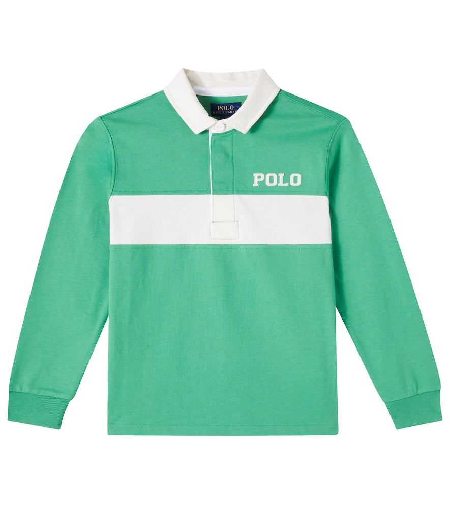 Patch-appliqué cotton polo sweater