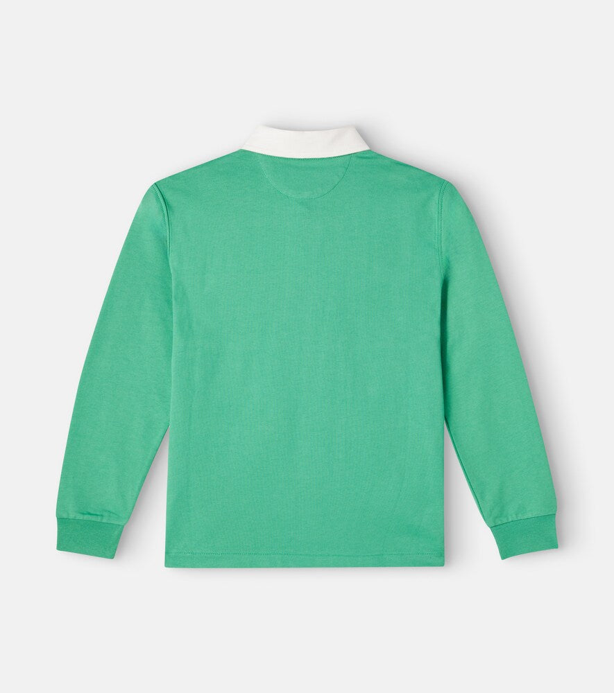Patch-appliqué cotton polo sweater
