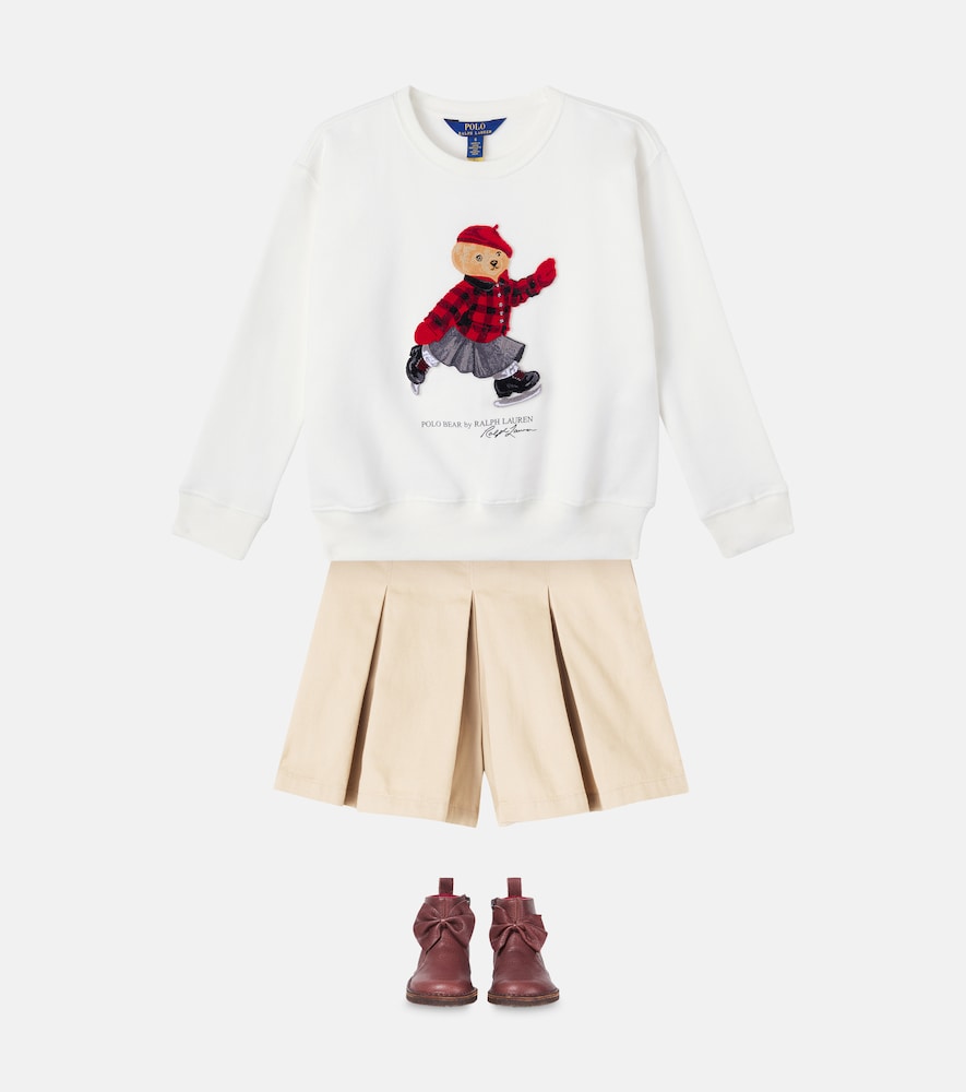 Pleated cotton twill shorts