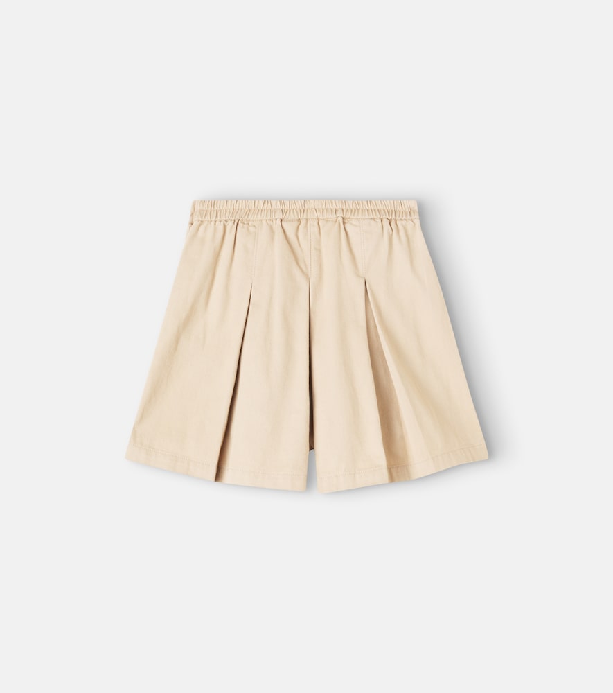 Pleated cotton twill shorts