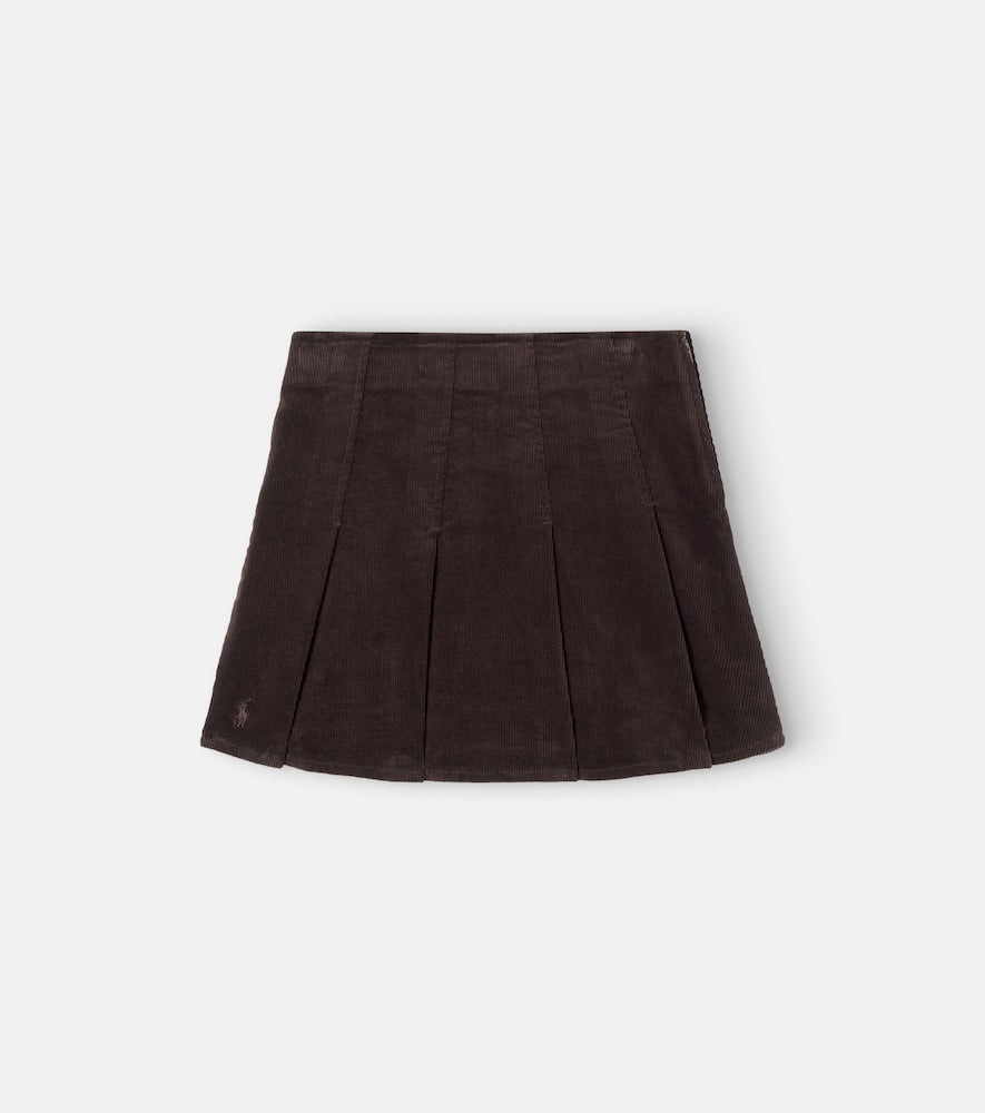 Pleated cotton corduroy skirt