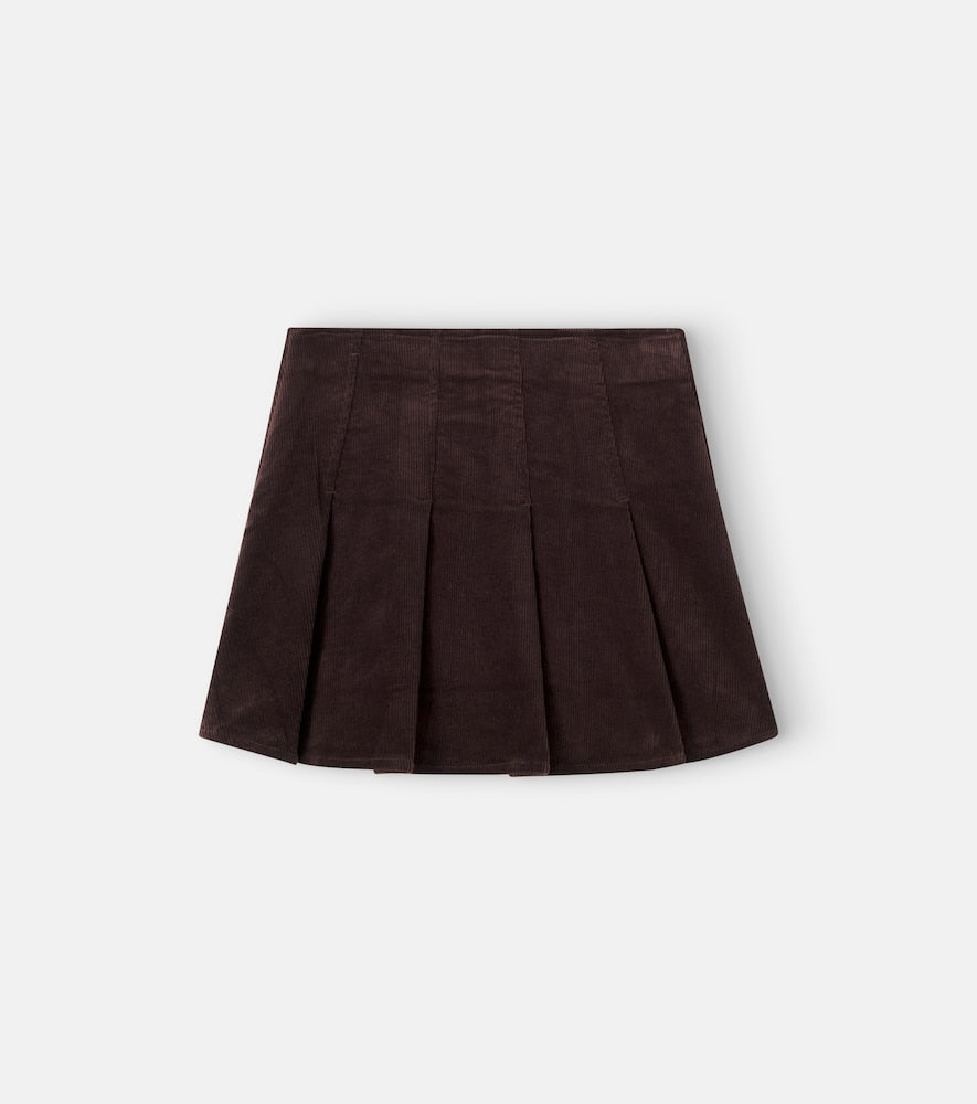 Pleated cotton corduroy skirt