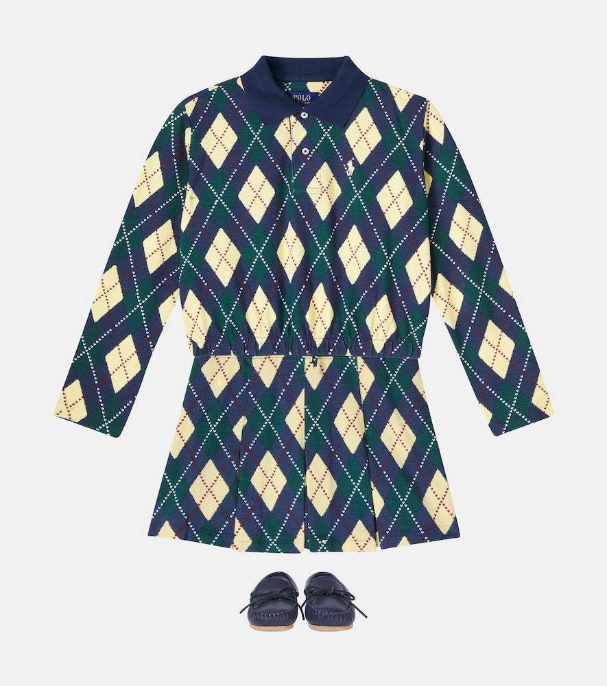 Argyle cotton polo shirt and skirt set
