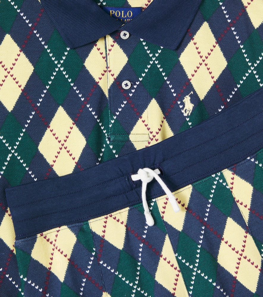 Argyle cotton polo shirt and skirt set