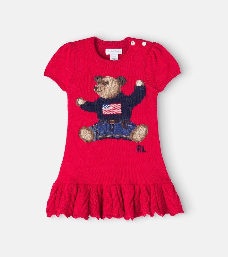 Baby Polo Bear knitted cotton-blend dress