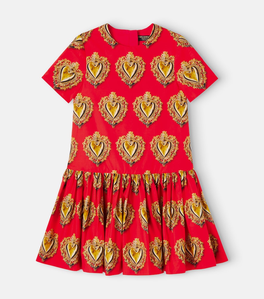 Printed cotton poplin dress