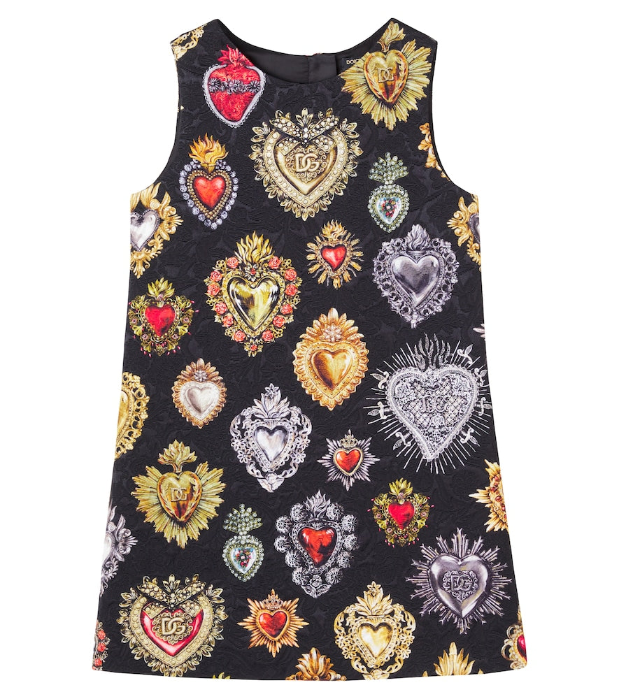 Printed brocade dress