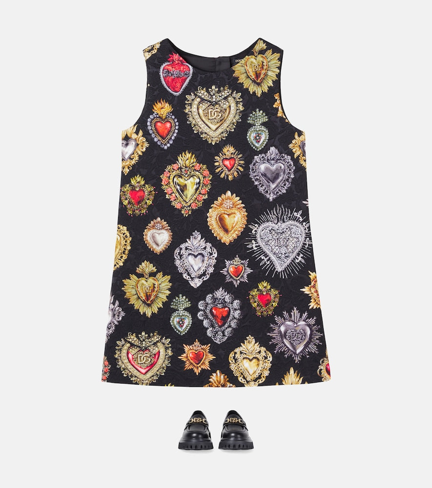Printed brocade dress