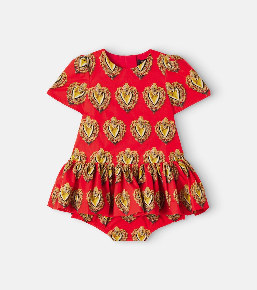 Baby printed cotton dress and bloomers set