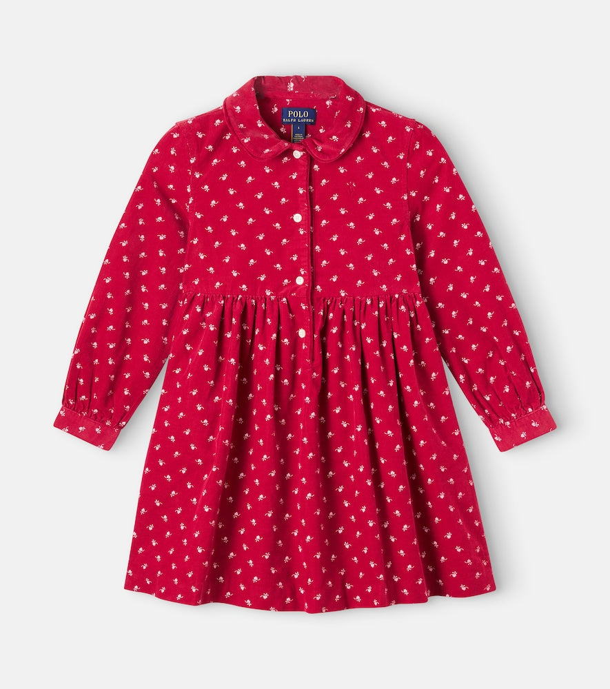 Floral cotton corduroy dress
