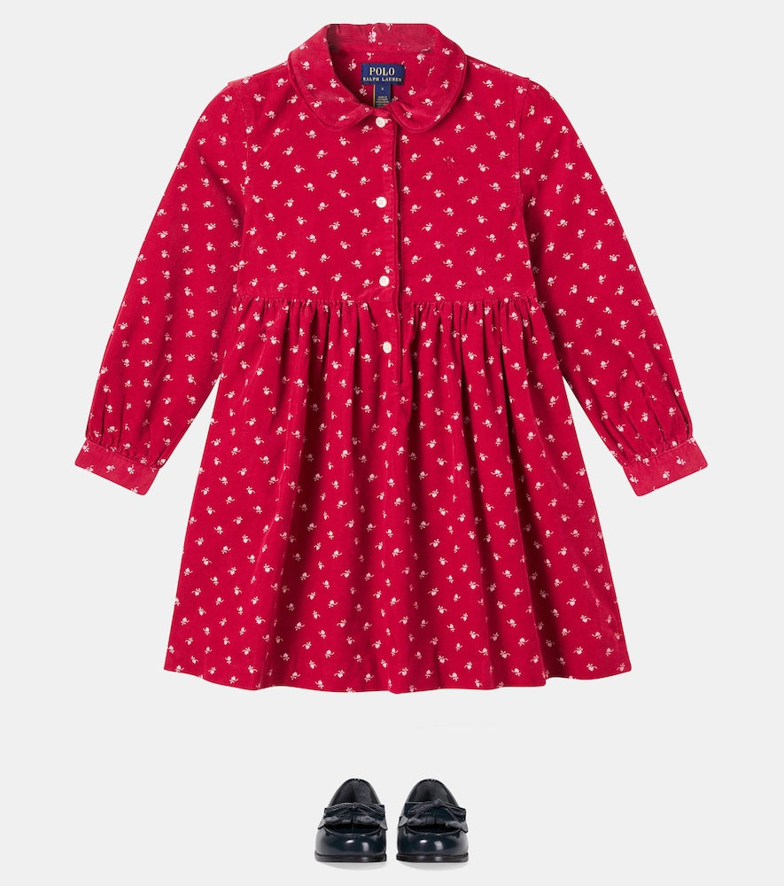Floral cotton corduroy dress