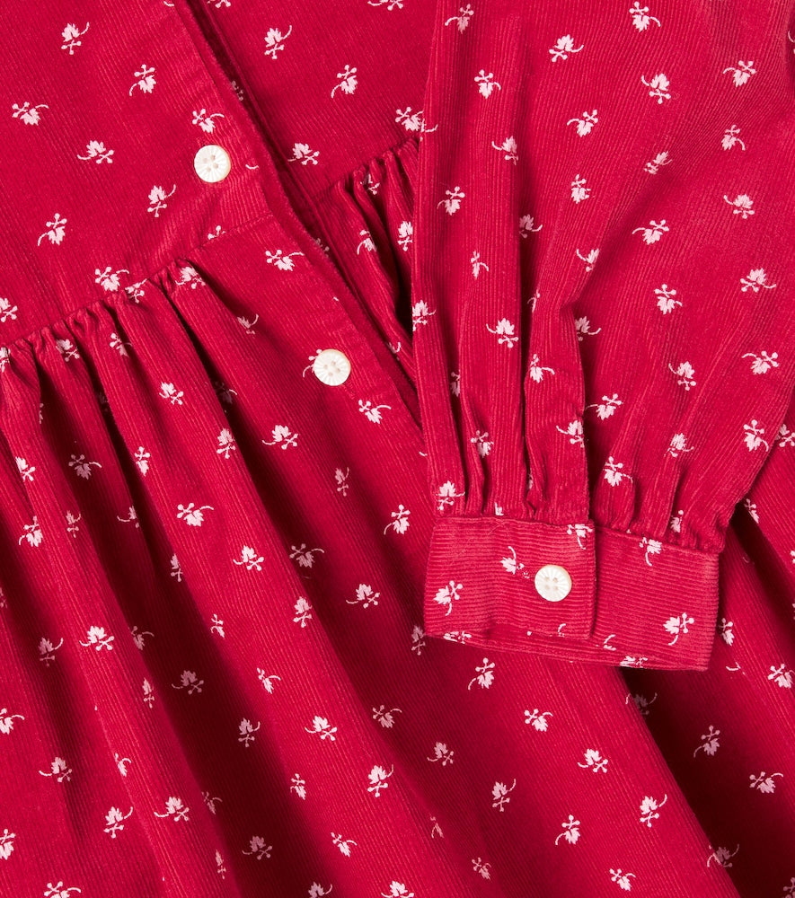 Floral cotton corduroy dress