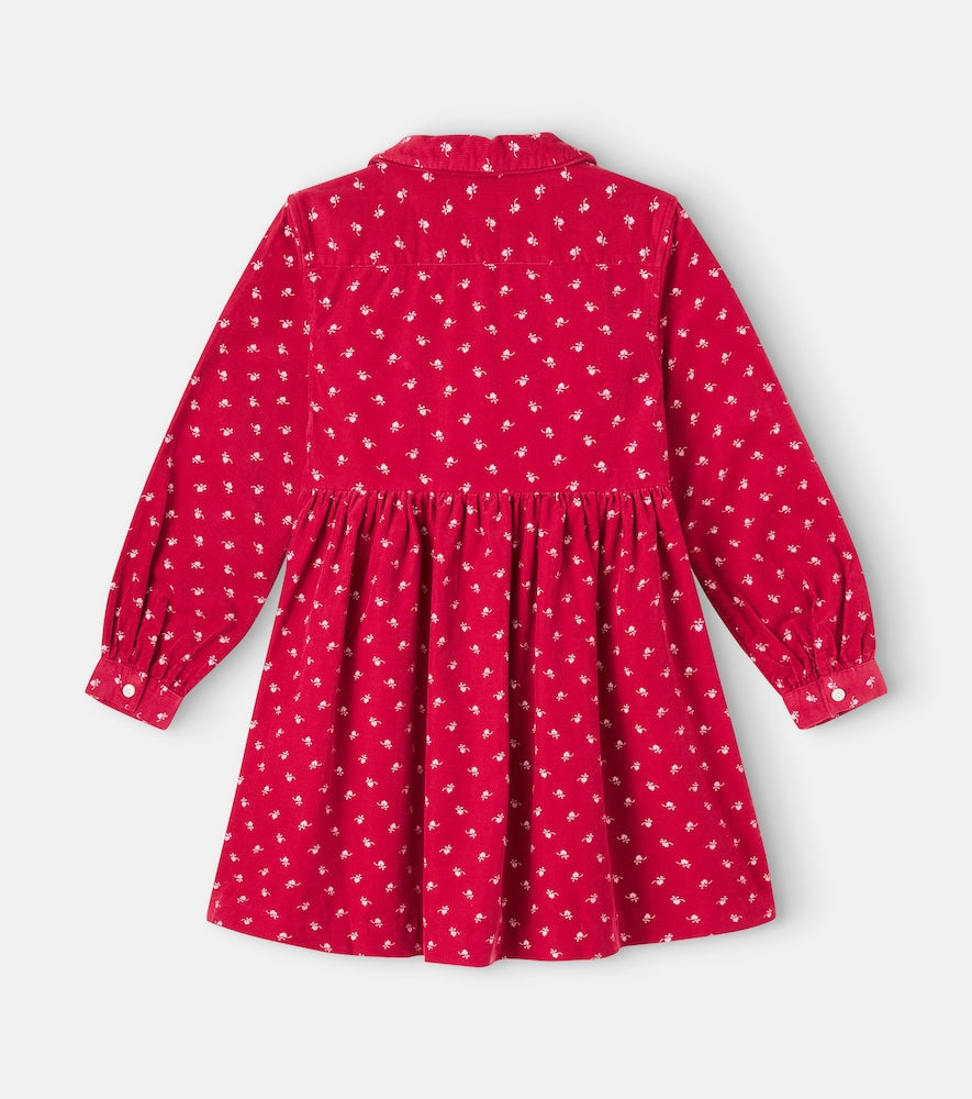 Floral cotton corduroy dress