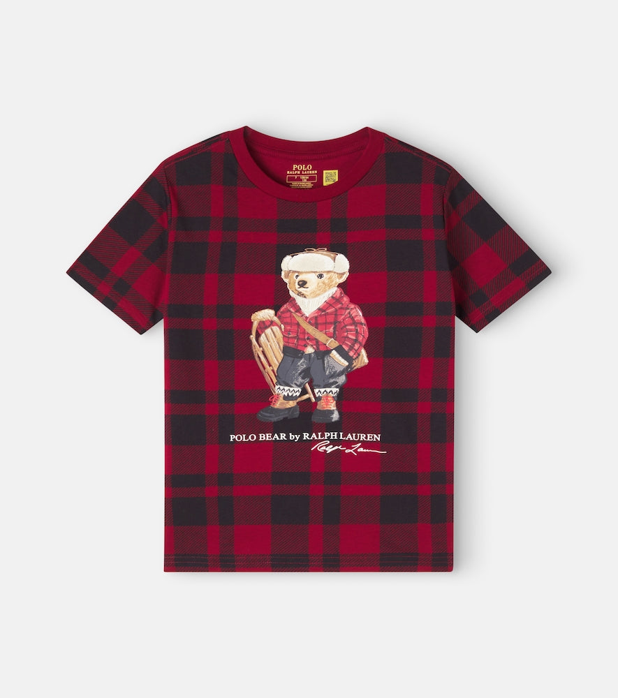 Polo Bear checked cotton jersey T-shirt