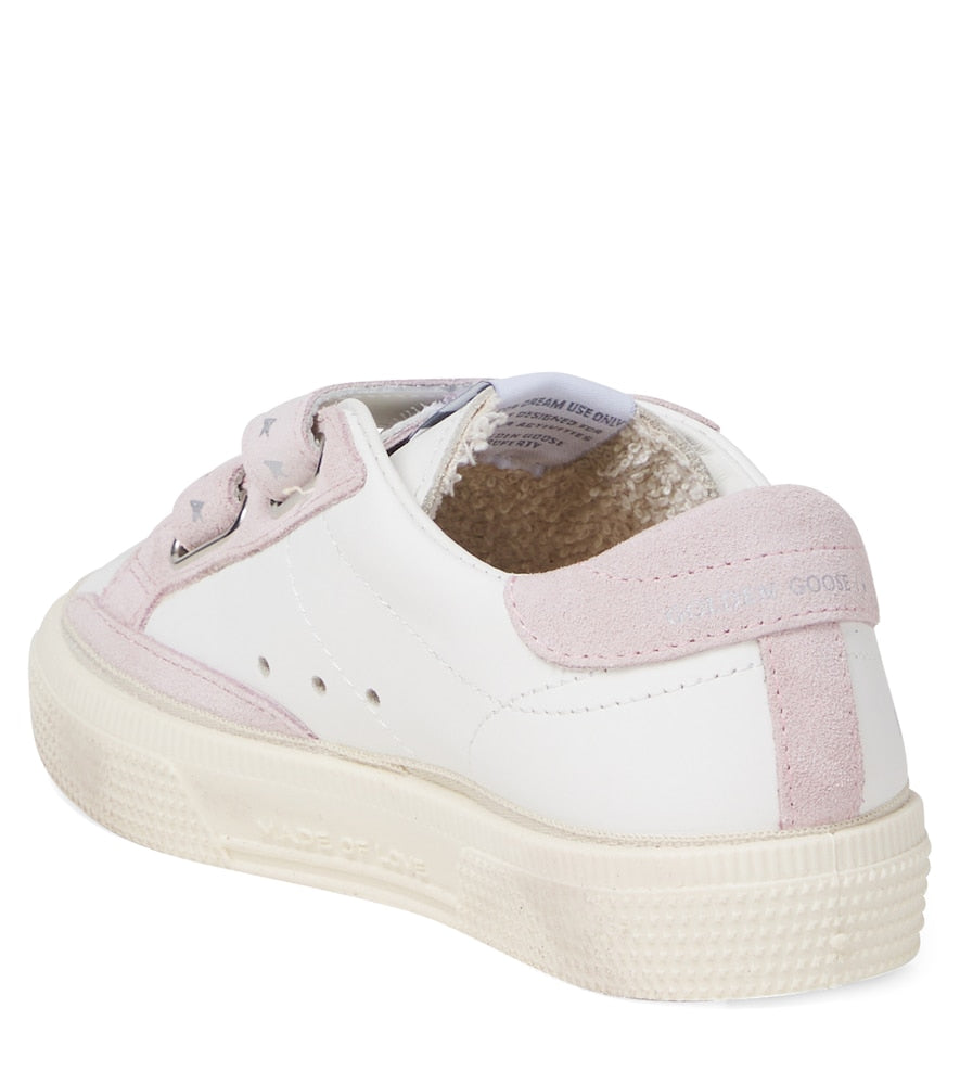 May School suede-trimmed leather sneakers