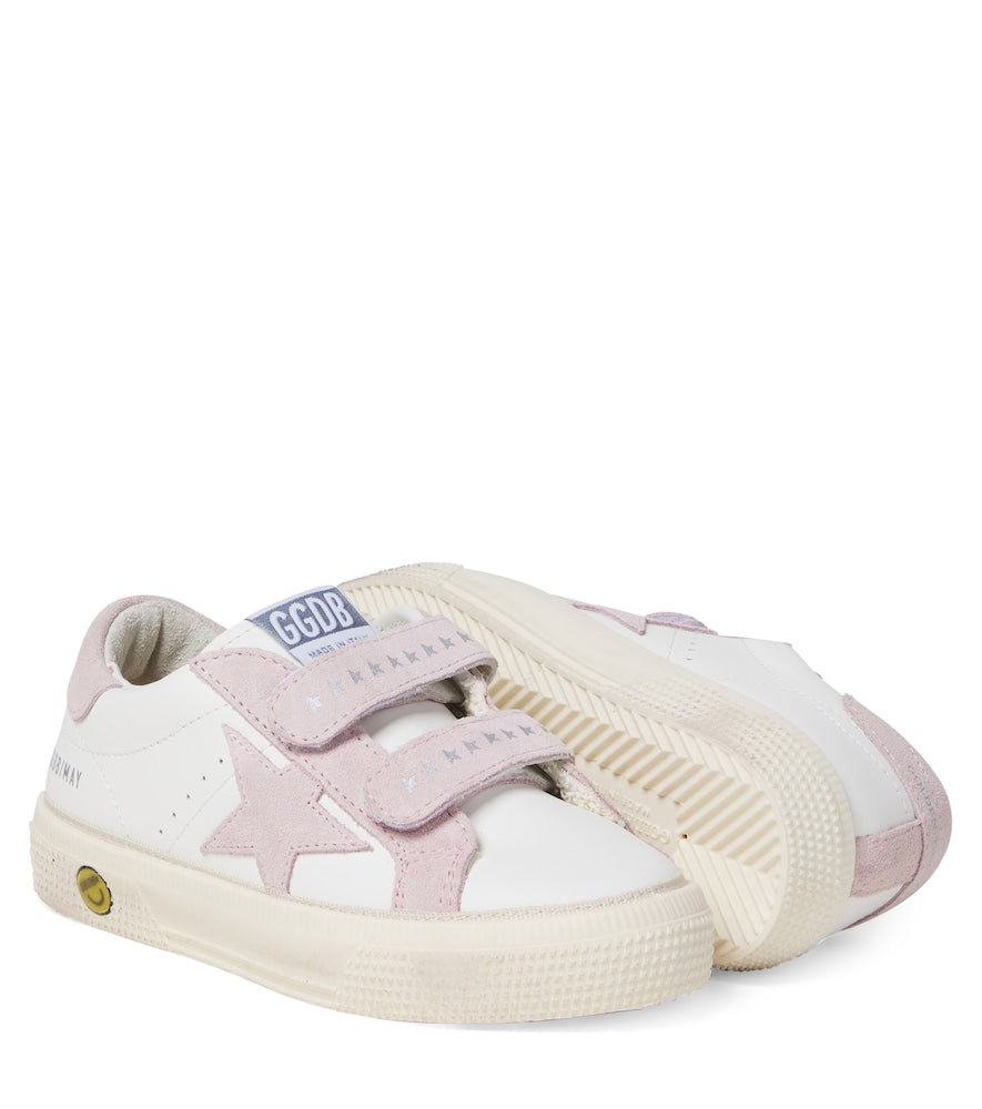 May School suede-trimmed leather sneakers