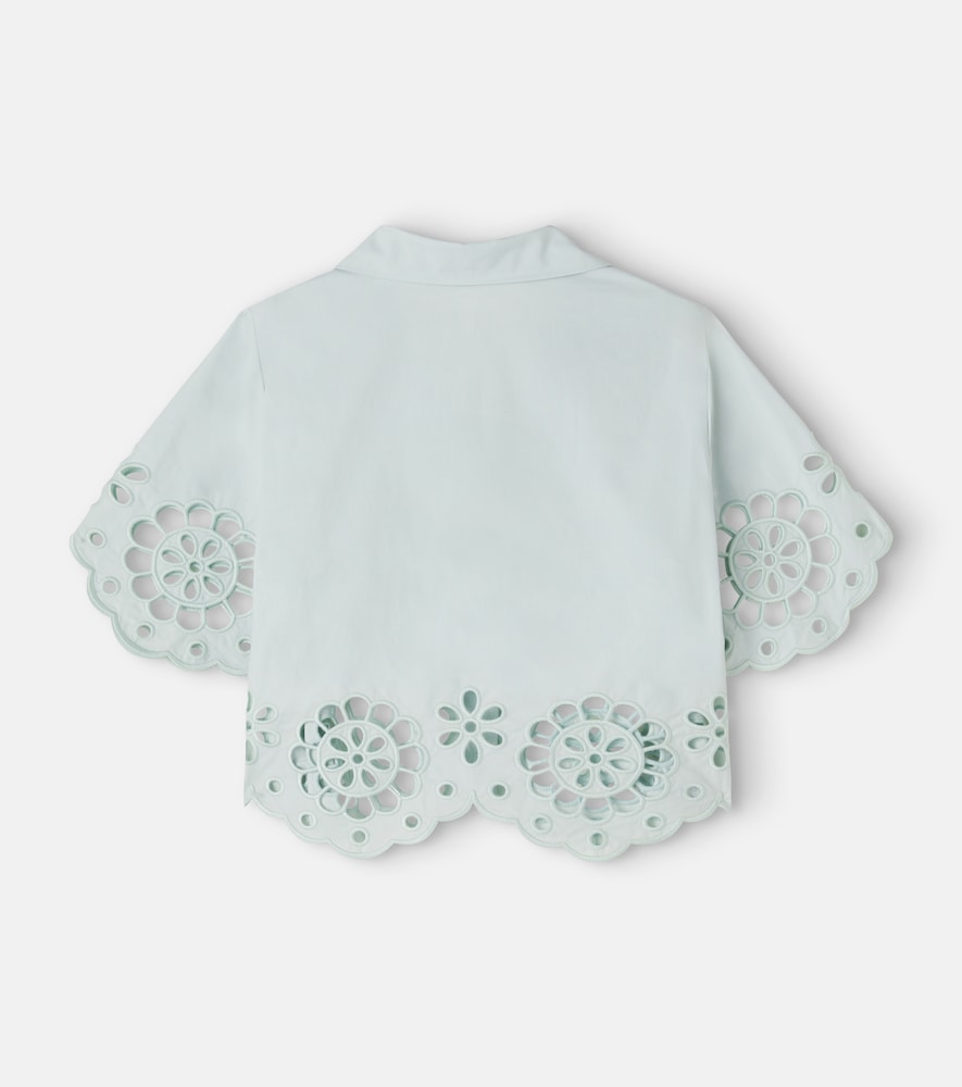 Awaken embroidered scalloped cotton shirt