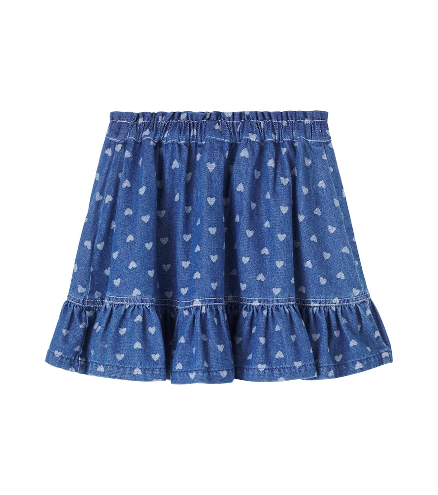 Printed denim skirt