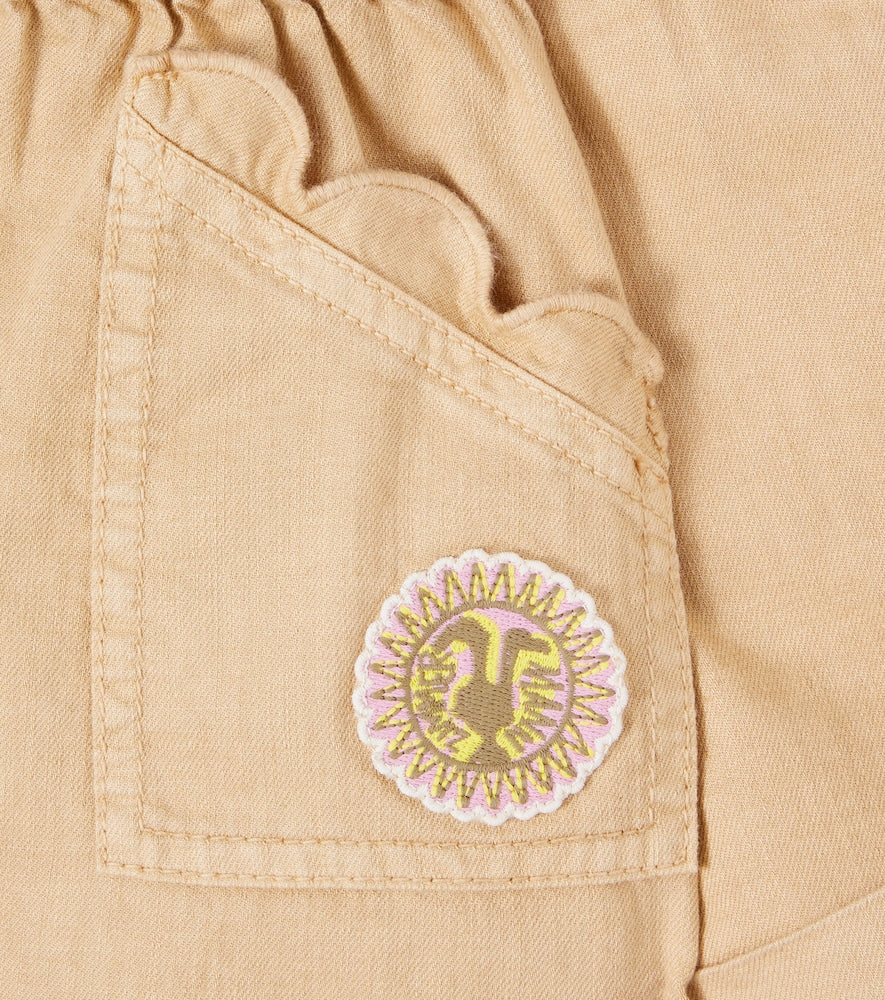 Wanderlust embroidered scalloped denim shorts
