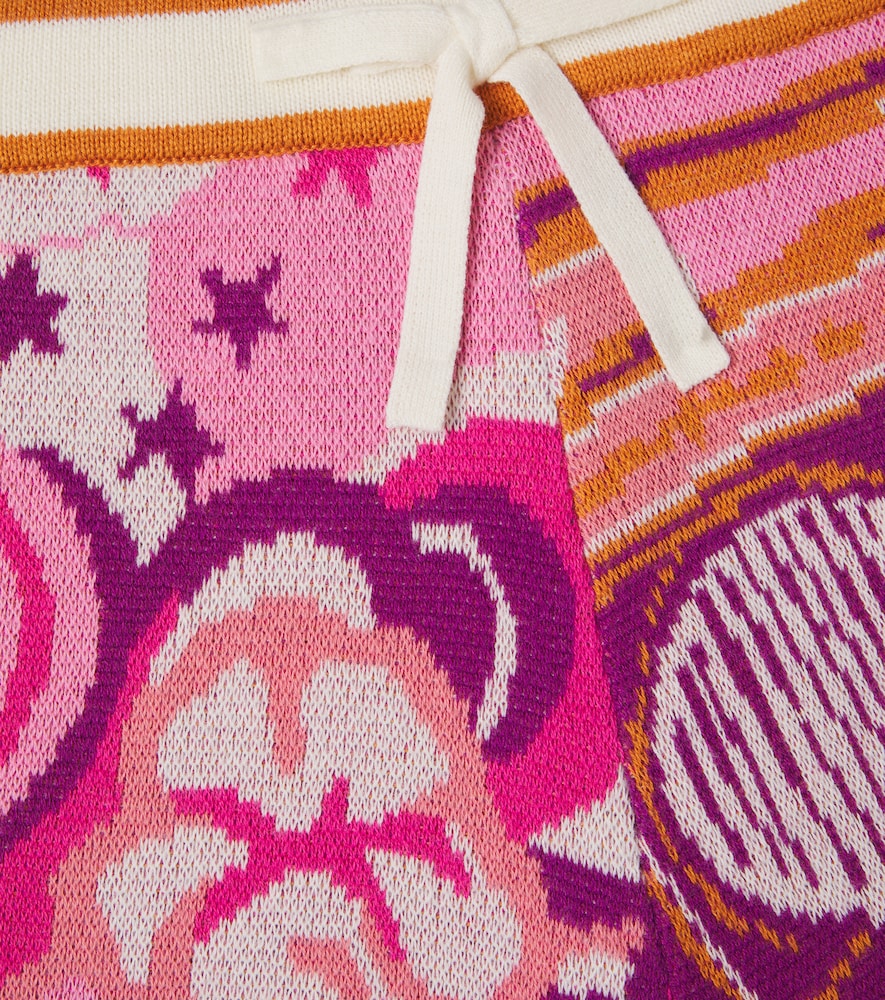 Printed knitted cotton shorts