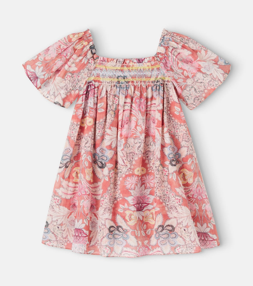 Floral shirred cotton dress