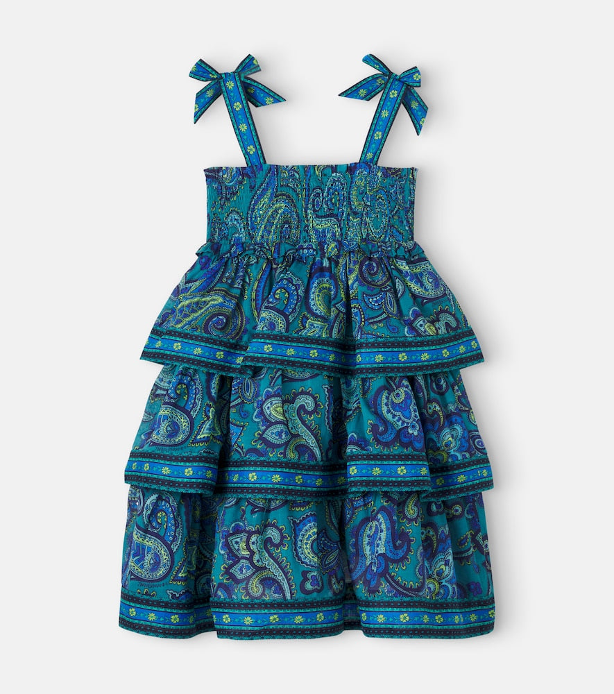 Paisley shirred cotton dress