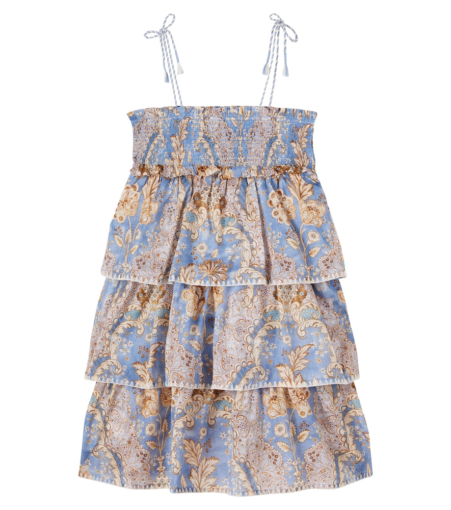 Daylight floral tiered denim dress