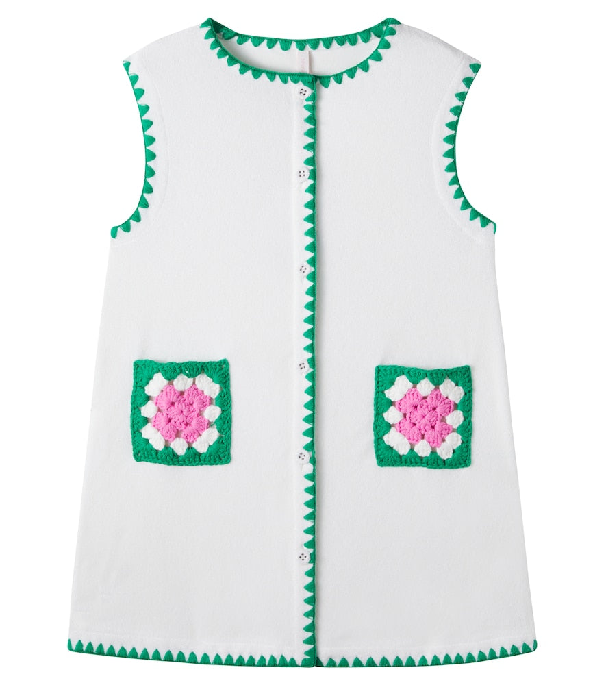 Crochet-trimmed cotton-blend dress