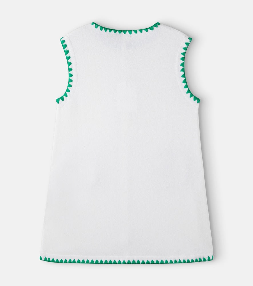 Crochet-trimmed cotton-blend dress