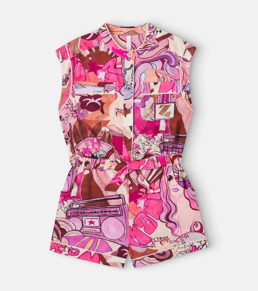 Printed cotton playsuit