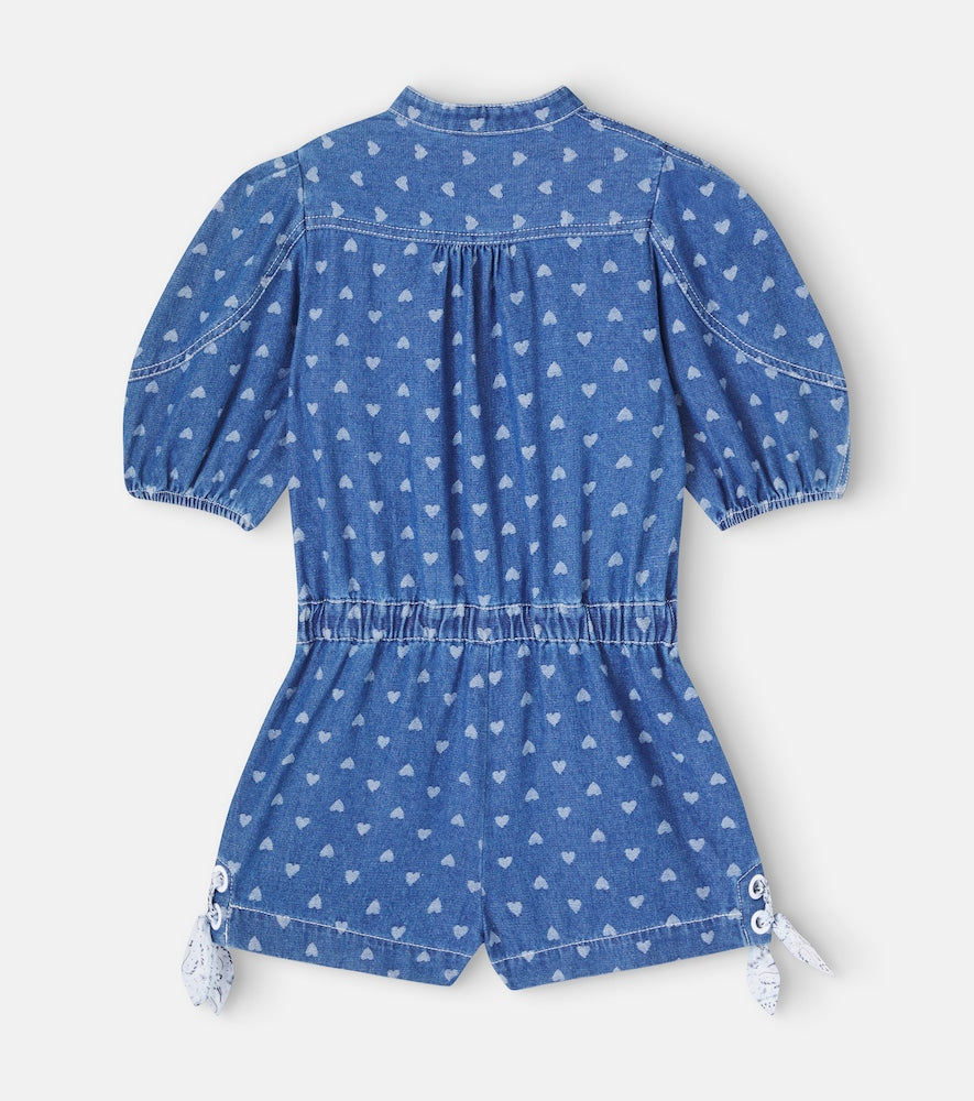 Printed denim playsuit