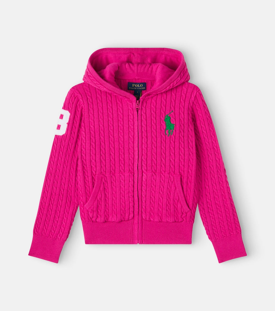 Cable-knit cotton hoodie