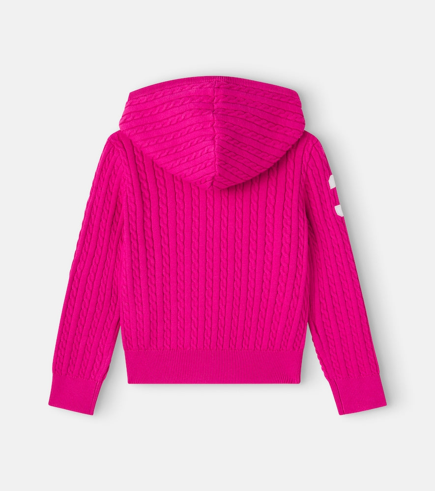 Cable-knit cotton hoodie